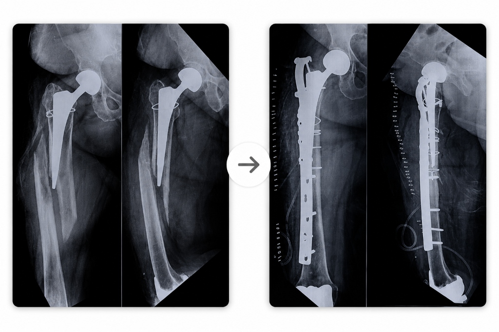 Ortho revision case X-ray showing before and after